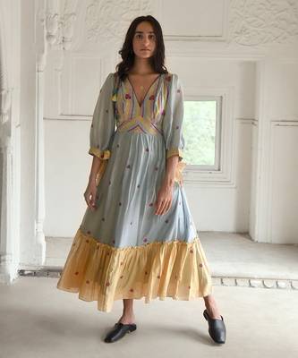 Sky blue & yellow sunny dress 2