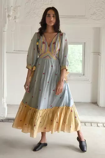 Sky blue & yellow sunny dress