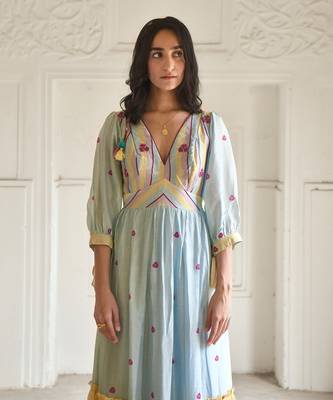 Sky blue & yellow sunny dress 3