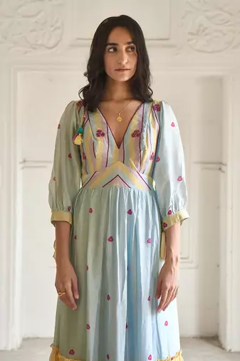 Sky blue & yellow sunny dress