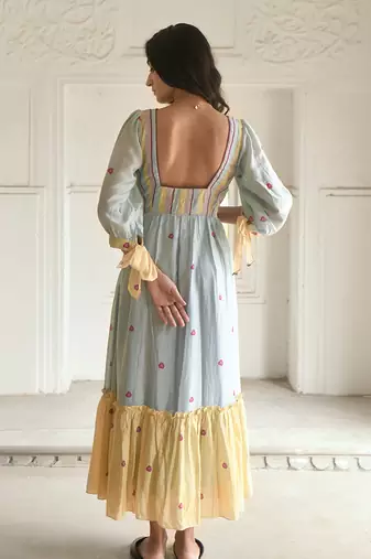 Sky blue & yellow sunny dress