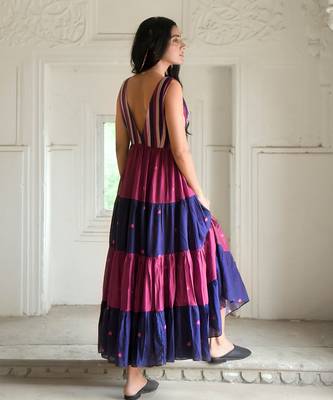 Blue & wine red bloomy dress 2