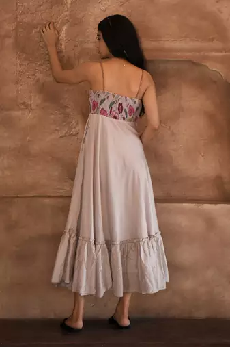 Grey floral pearl dress