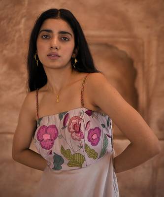 Grey floral pearl dress 3