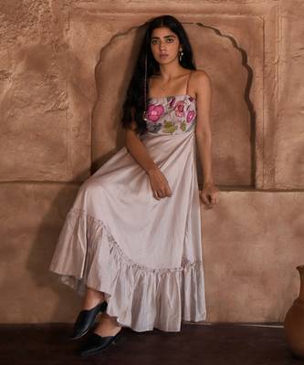 Grey floral pearl dress 5