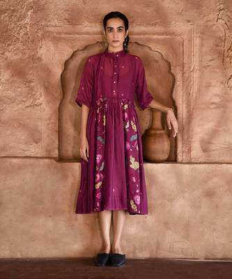 Wine red mahogany shirt dress 1