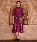 Wine red mahogany shirt dress