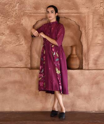 Wine red mahogany shirt dress 2