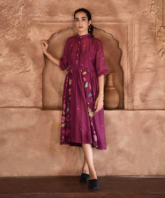 Wine red mahogany shirt dress 3