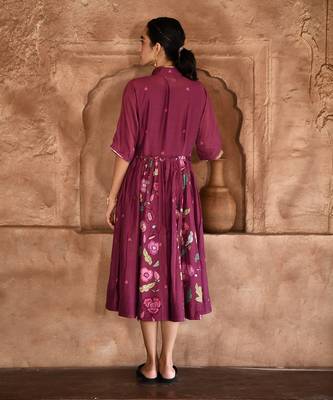 Wine red mahogany shirt dress 4