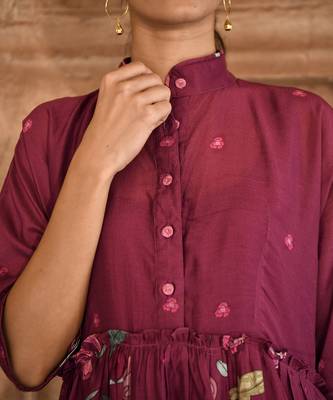 Wine red mahogany shirt dress 5