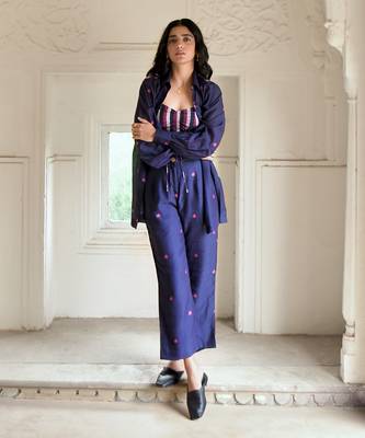 Dark blue iris blue co ord set 4