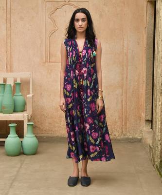 Dark blue carnation shirt dress 1