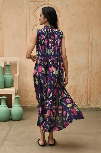 Dark blue carnation shirt dress