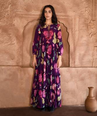 Violet floral mauve dress 1