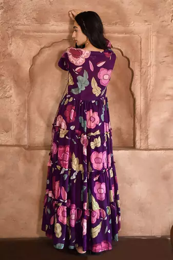 Violet floral mauve dress