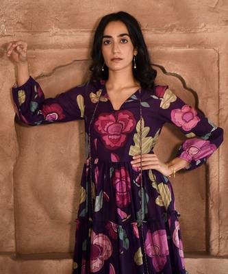 Violet floral mauve dress 4