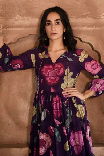 Violet floral mauve dress