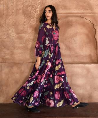 Violet floral mauve dress 5