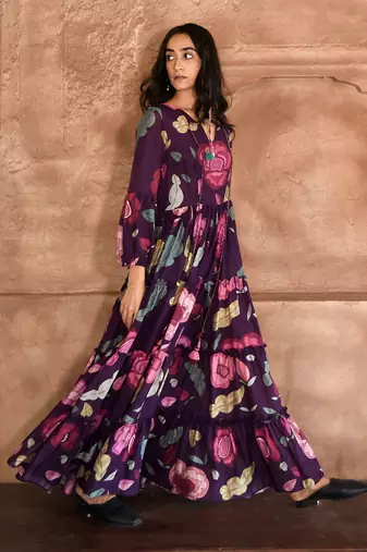 Violet floral mauve dress