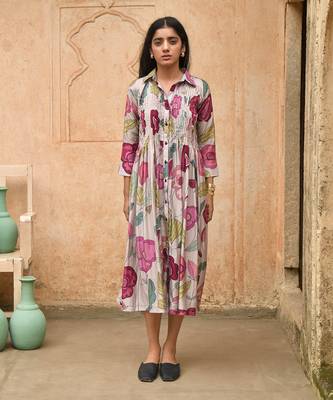 Grey magnolia shirt dress 1