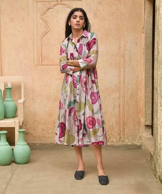 Grey magnolia shirt dress 2