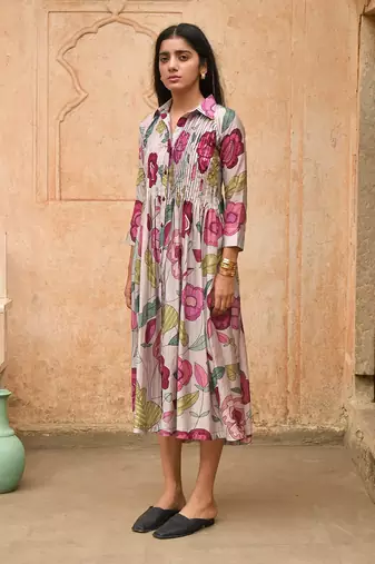 Grey magnolia shirt dress