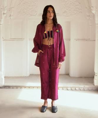 Wine red mahogany co ord set 1