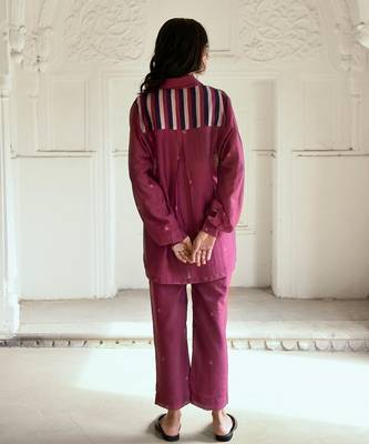 Wine red mahogany co ord set 2