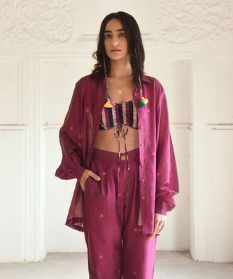 Wine red mahogany co ord set 3