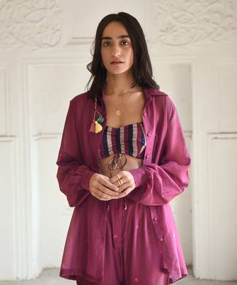 Wine red mahogany co ord set 4