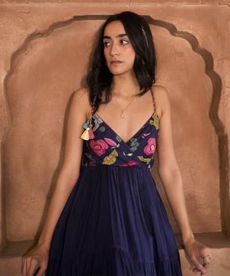 Dark blue peacock dress 4