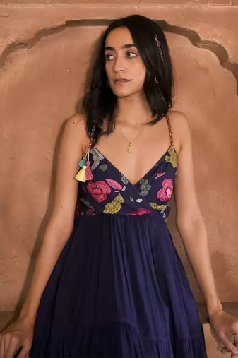 Dark blue peacock dress