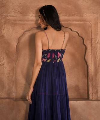 Dark blue peacock dress 5