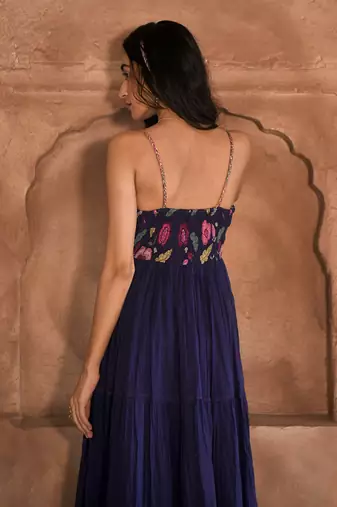 Dark blue peacock dress