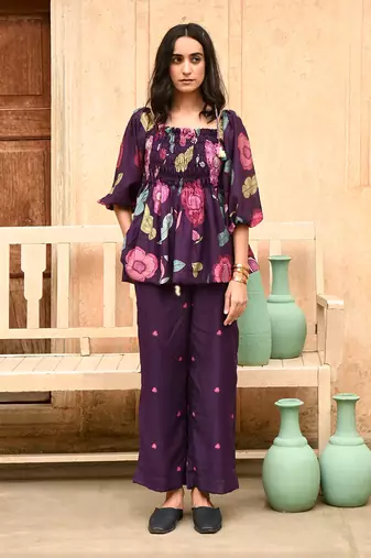 Violet iris flower top