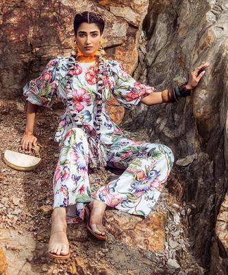 Multi bell sleeves printed co ord set 2
