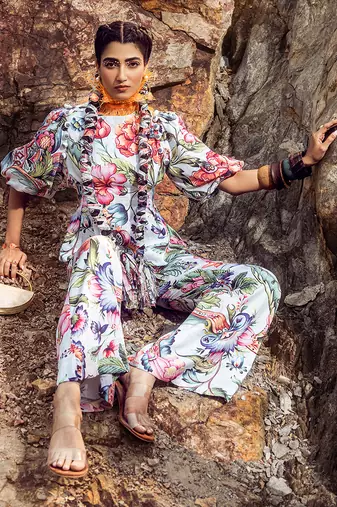 Multi bell sleeves printed co ord set