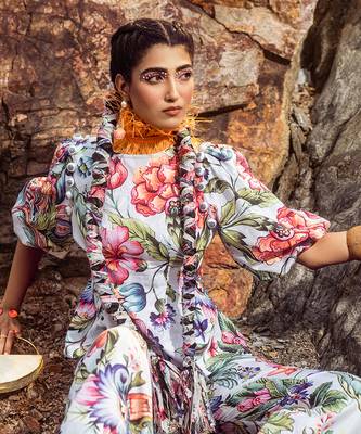 Multi bell sleeves printed co ord set 3