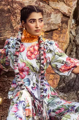 Multi bell sleeves printed co ord set