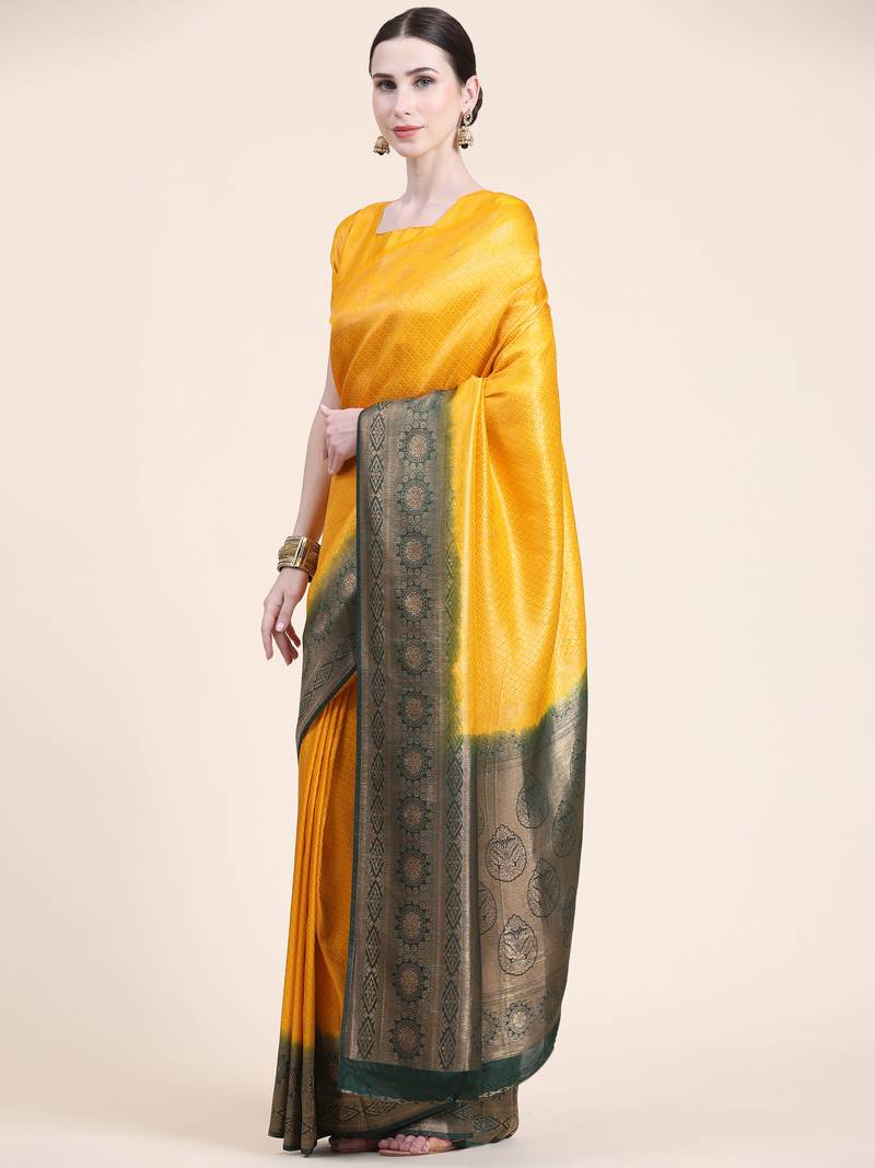 Mohini 2 Gold Saree With Blouse Piece