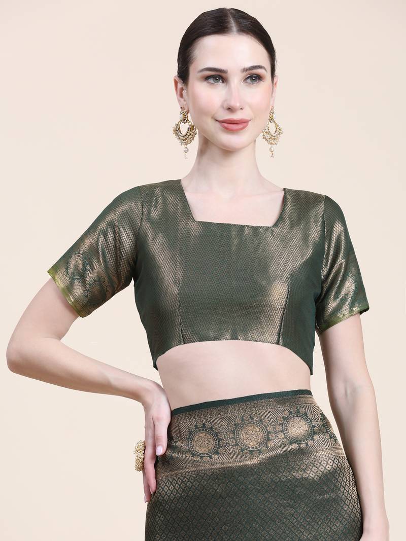 Mohini-2-Green  Saree With Blouse Piece