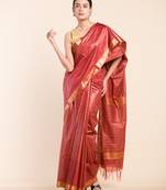 BROWN CHECKED ZARI SILK SAREE