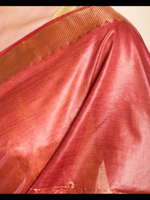 BROWN CHECKED ZARI SILK SAREE 5