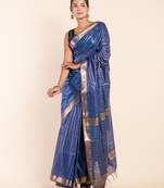 ROYAL BLUE CHECKED ZARI SILK SAREE