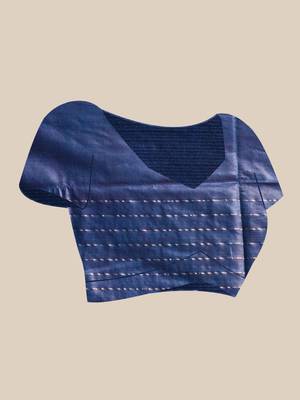 ROYAL BLUE CHECKED ZARI SILK SAREE 5