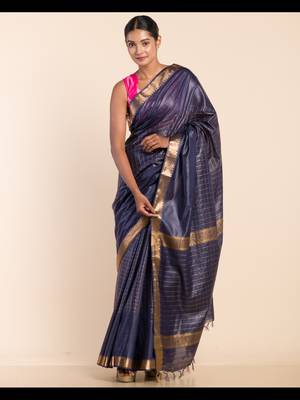 CHECKED ZARI SILK SAREE 1
