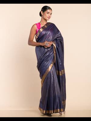 CHECKED ZARI SILK SAREE 2