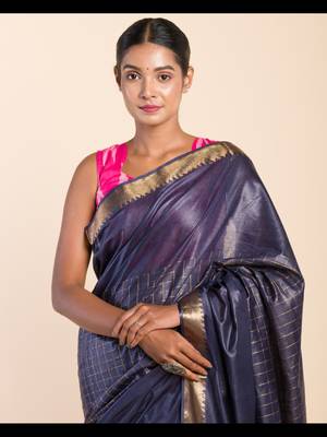 CHECKED ZARI SILK SAREE 3