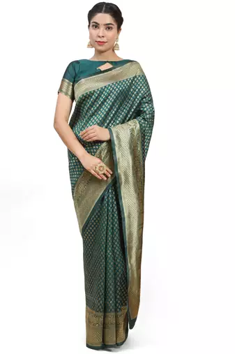 Dark Green Woven Banarasi Saree